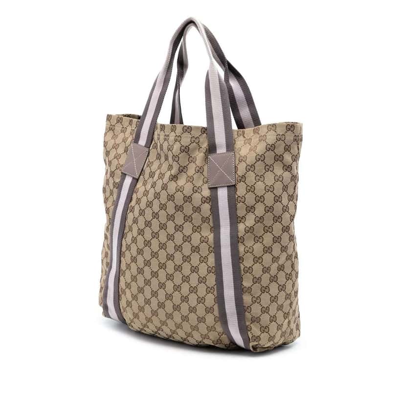 Gucci GG Canvas Web Tote Beige Very good condition - Back View