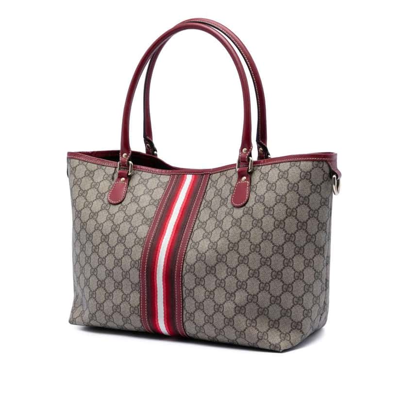 Gucci GG Supreme Web Tote Beige Canvas Very good condition - Back View