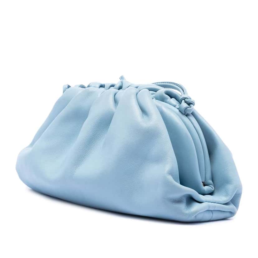 Bottega Veneta Lambskin The Mini Pouch Crossbody Blue Leather Very good condition - Back View