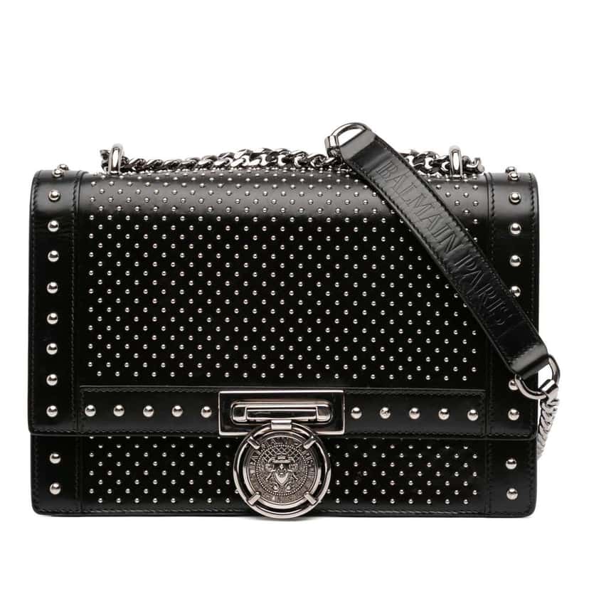 Balmain Studded Leather BBox 20 Shoulder Bag Black Leather Very good condition - Front View