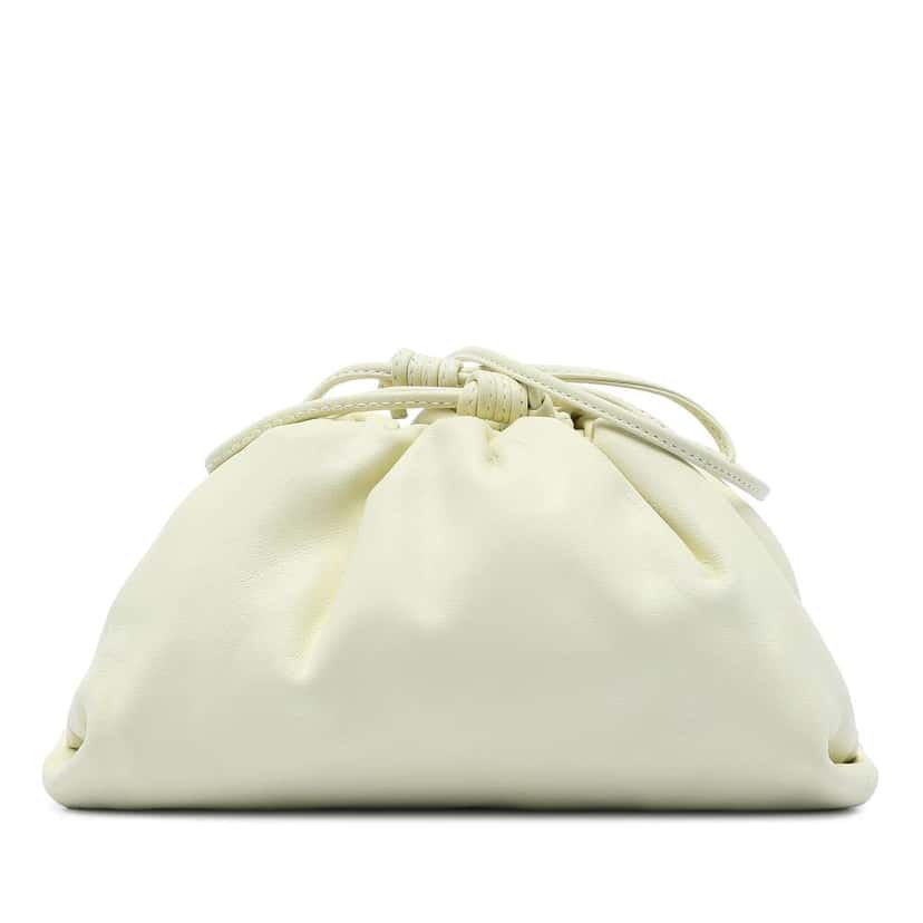 Bottega Veneta Lambskin The Mini Pouch Crossbody Yellow Leather Very good condition - Front View