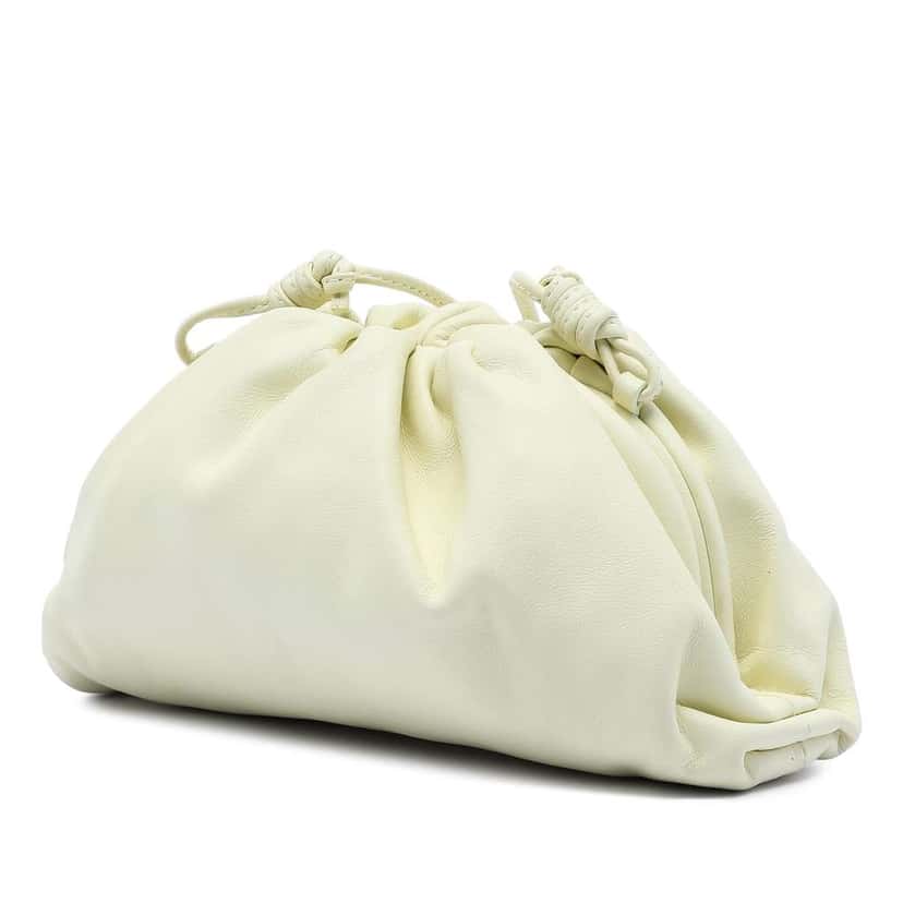 Bottega Veneta Lambskin The Mini Pouch Crossbody Yellow Leather Very good condition - Back View