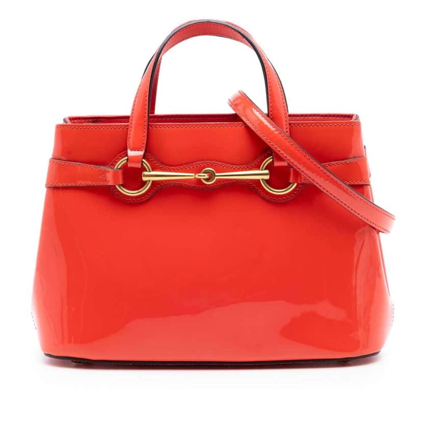 Gucci Patent Bright Bit Satchel Red Leather Very good condition - Front View
