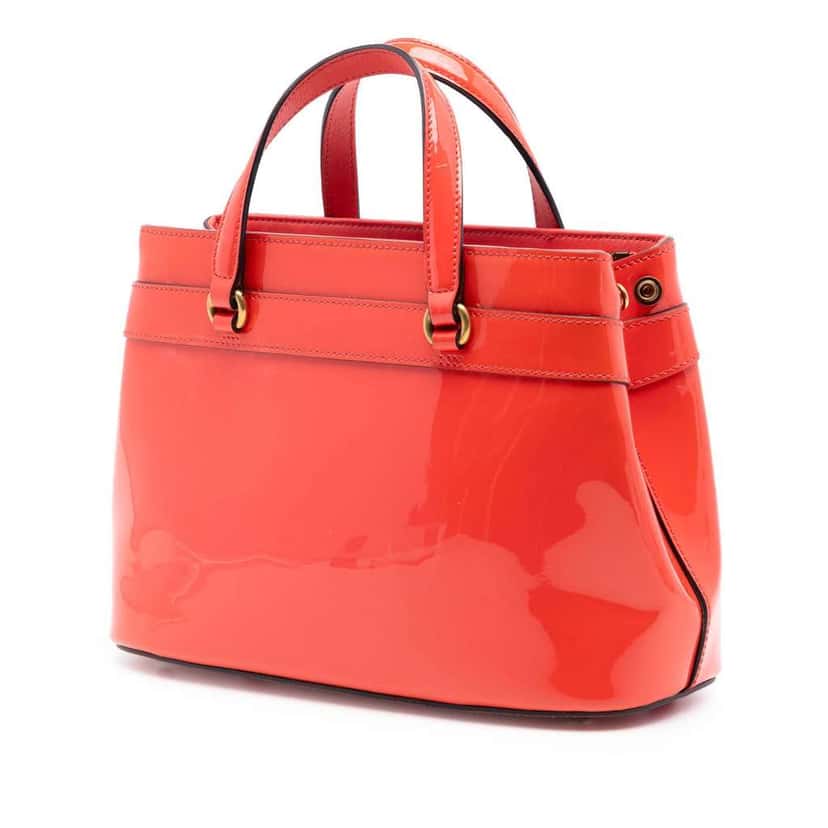 Gucci Patent Bright Bit Satchel Red Leather Very good condition - Back View