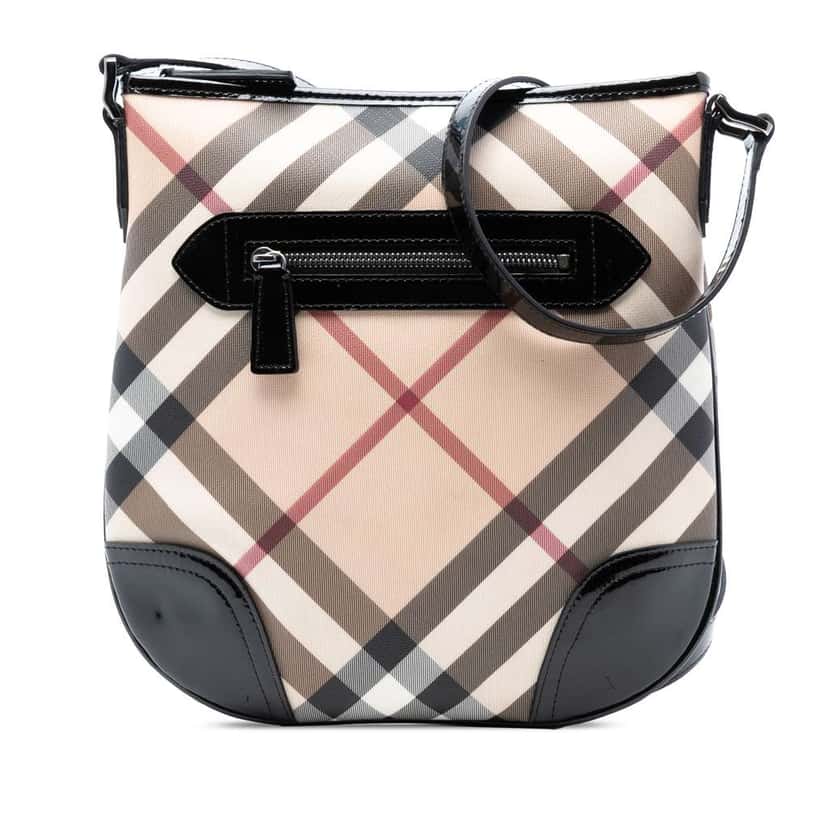 Burberry Supernova Check Coated Canvas Dryden Crossbody Beige Very good condition - Front View