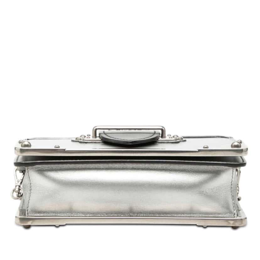 Prada Saffiano Trimmed Metallic Vitello Cahier Bag Silver Leather Very good condition - Inside View