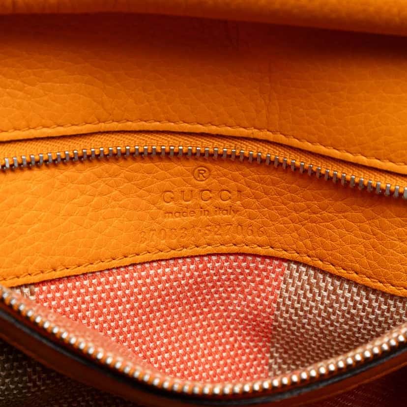 Gucci Small Leather Bamboo Daily Satchel Orange Leather Very good condition - Box View