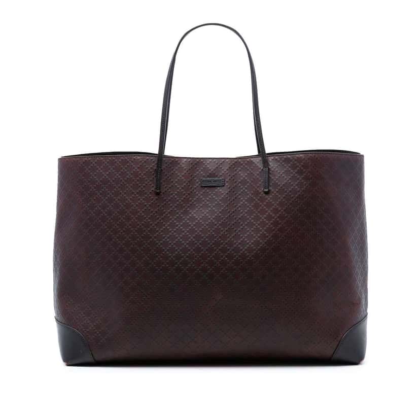 Gucci Diamante Bright Leather Hilary Lux Tote Brown Leather Very good condition - Front View