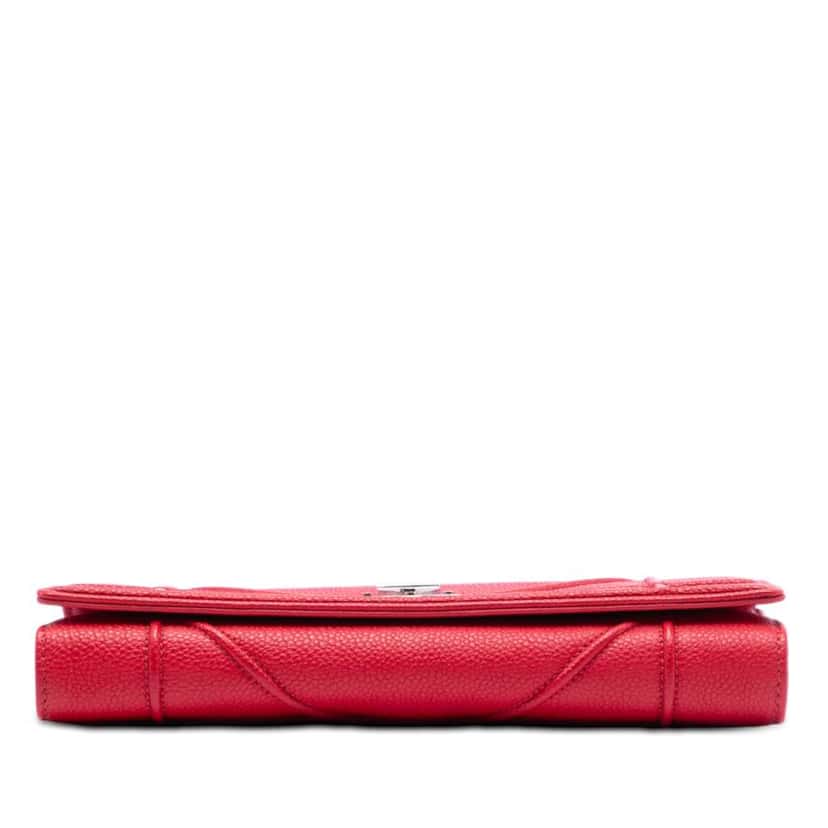 Dior Grained Calfskin Diorama Croisiere Wallet on Chain Red Leather Very good condition - Back View