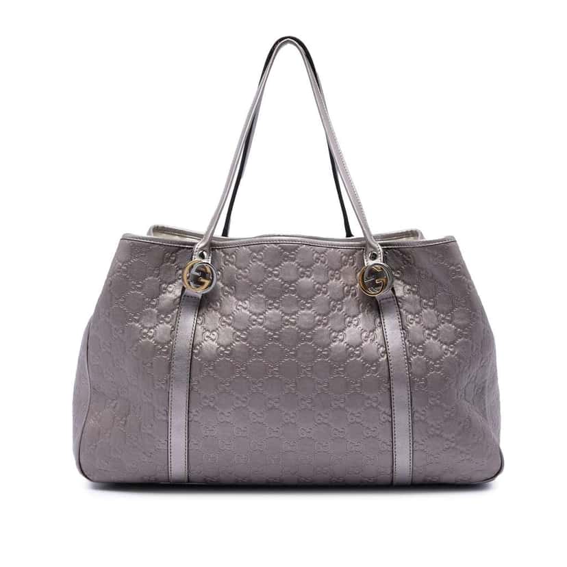 Gucci Large Metallic Guccissima Twins Tote Purple Leather Very good condition - Front View