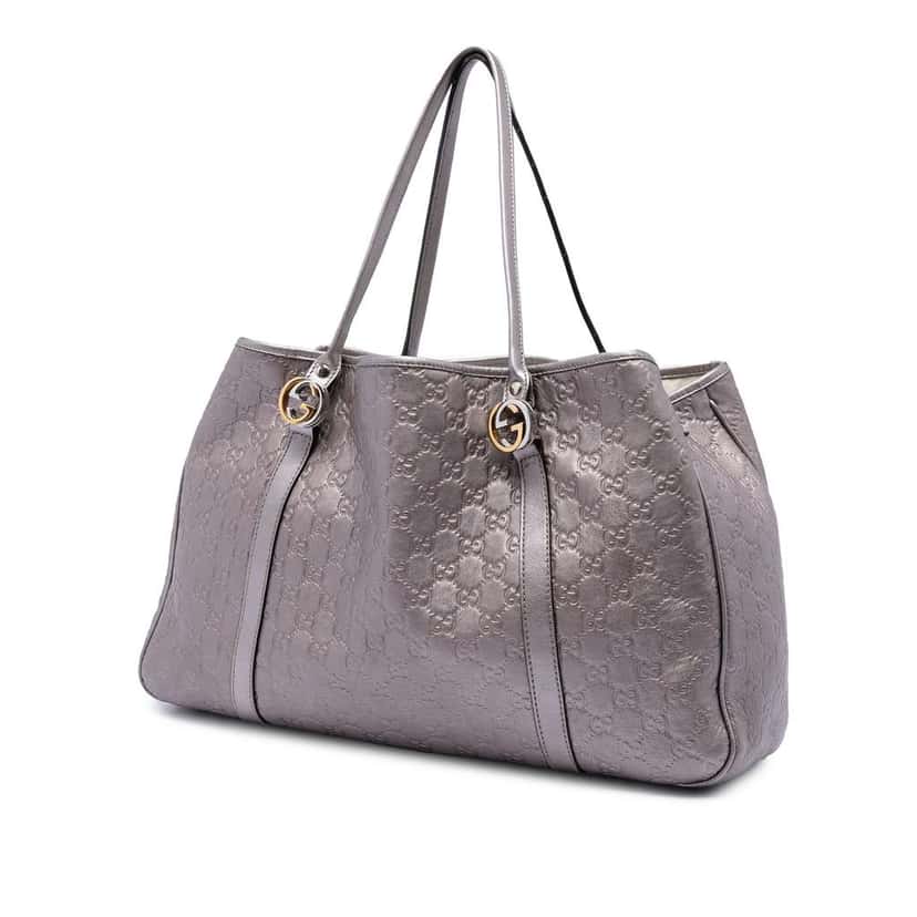 Gucci Large Metallic Guccissima Twins Tote Purple Leather Very good condition - Back View