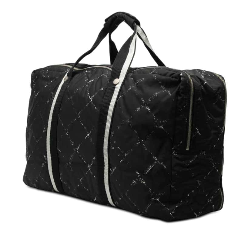 Chanel Old Travel Line Nylon Double Zip Travel Bag Black Very good condition - Back View