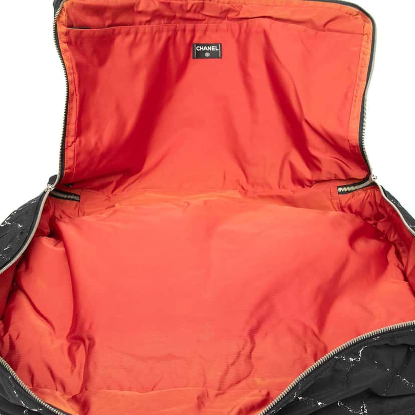 Chanel Old Travel Line Nylon Double Zip Travel Bag Black Very good condition - Box View