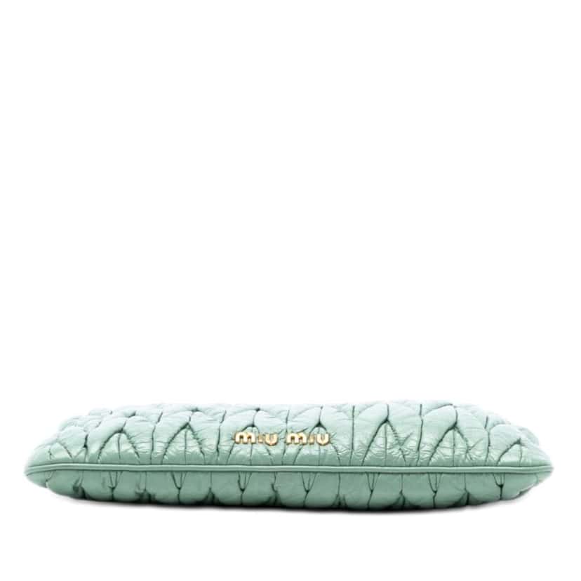 Miu Miu Matelasse Nappa Frame Clutch Green Leather Very good condition - Inside View