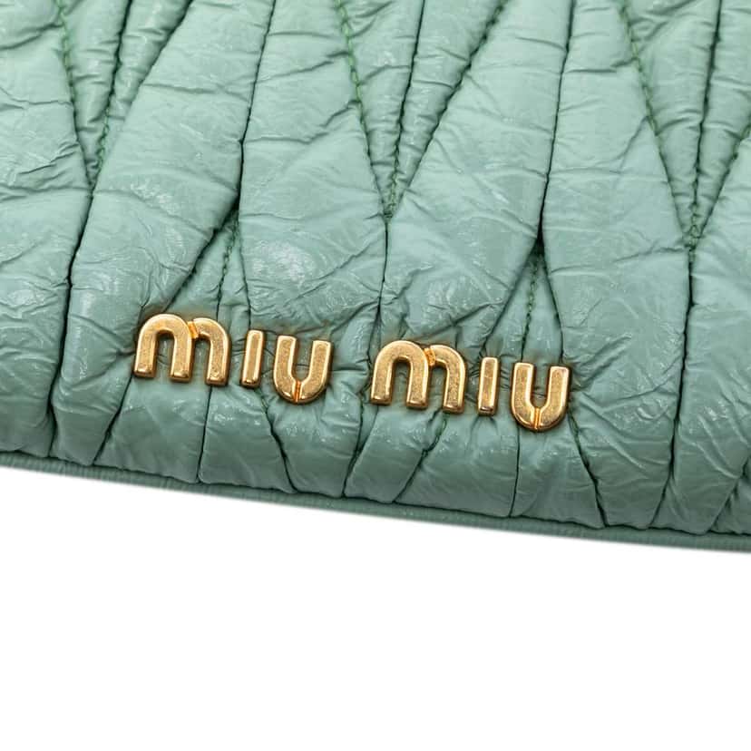 Miu Miu Matelasse Nappa Frame Clutch Green Leather Very good condition - Box View