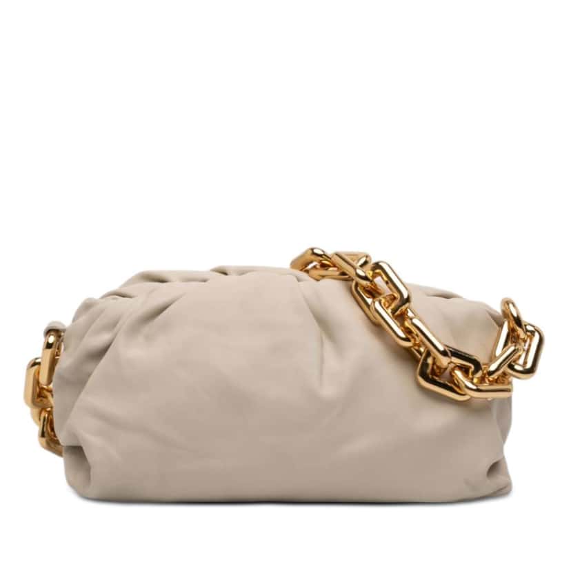Bottega Veneta Lambskin Chain Pouch White Leather Very good condition - Front View