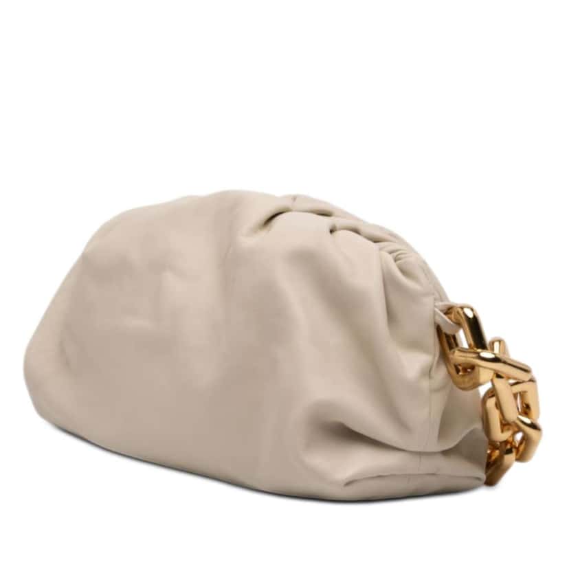 Bottega Veneta Lambskin Chain Pouch White Leather Very good condition - Back View