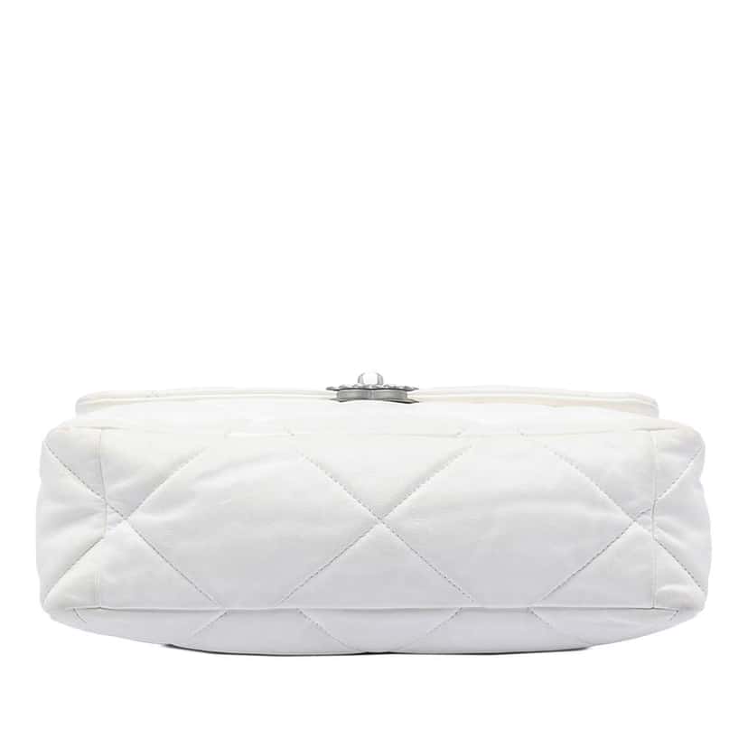 Chanel Large Lambskin 19 Flap White Leather Very good condition - Inside View