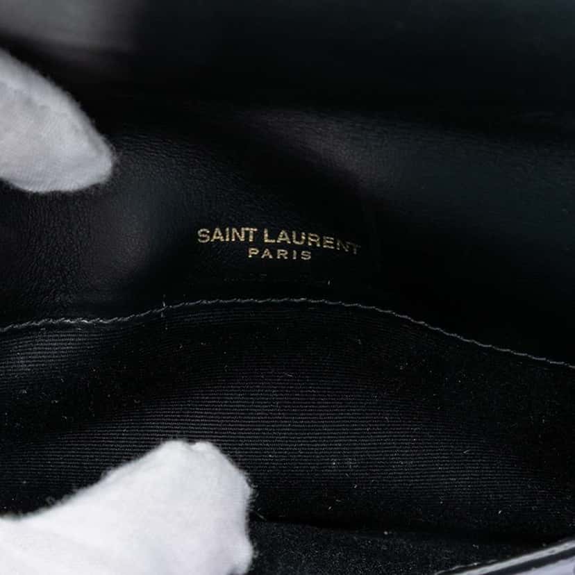 Saint Laurent Croc Embossed Leather Cassandre Phone Holder Black Leather Very good condition - Model View