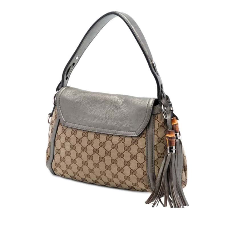 Gucci Medium GG Canvas Techno Horsebit Satchel Beige Canvas Very good condition - Back View