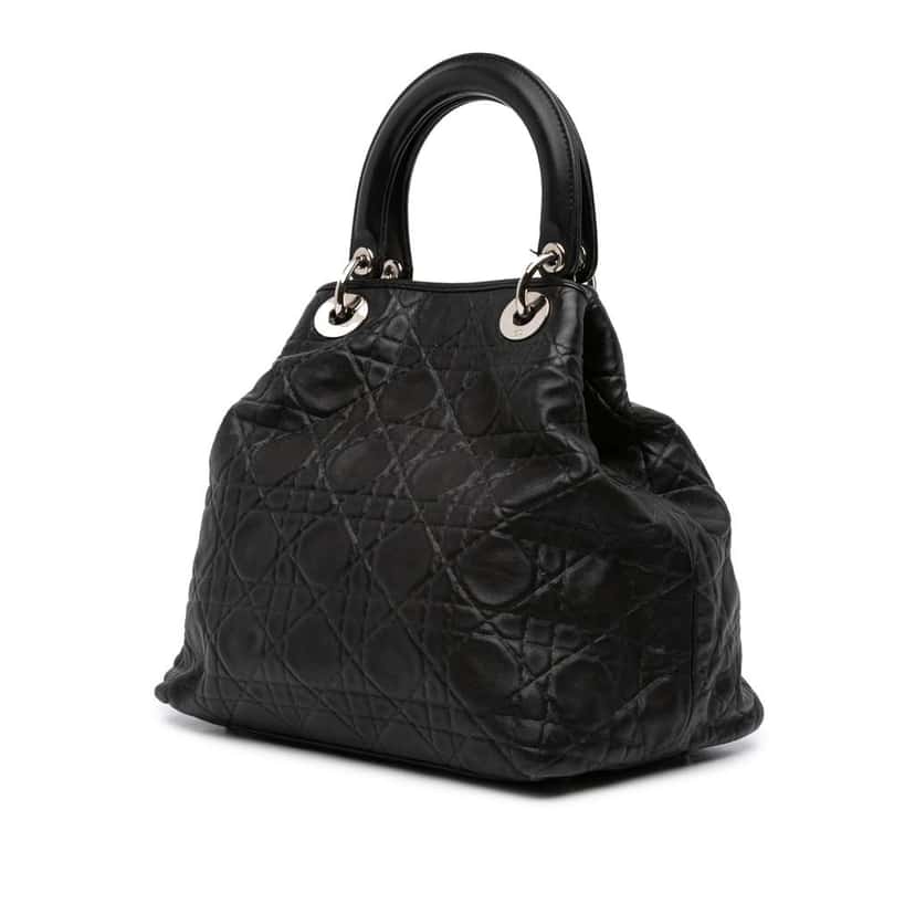 Dior Lambskin Cannage Soft Lady Dior Black Leather Very good condition - Back View