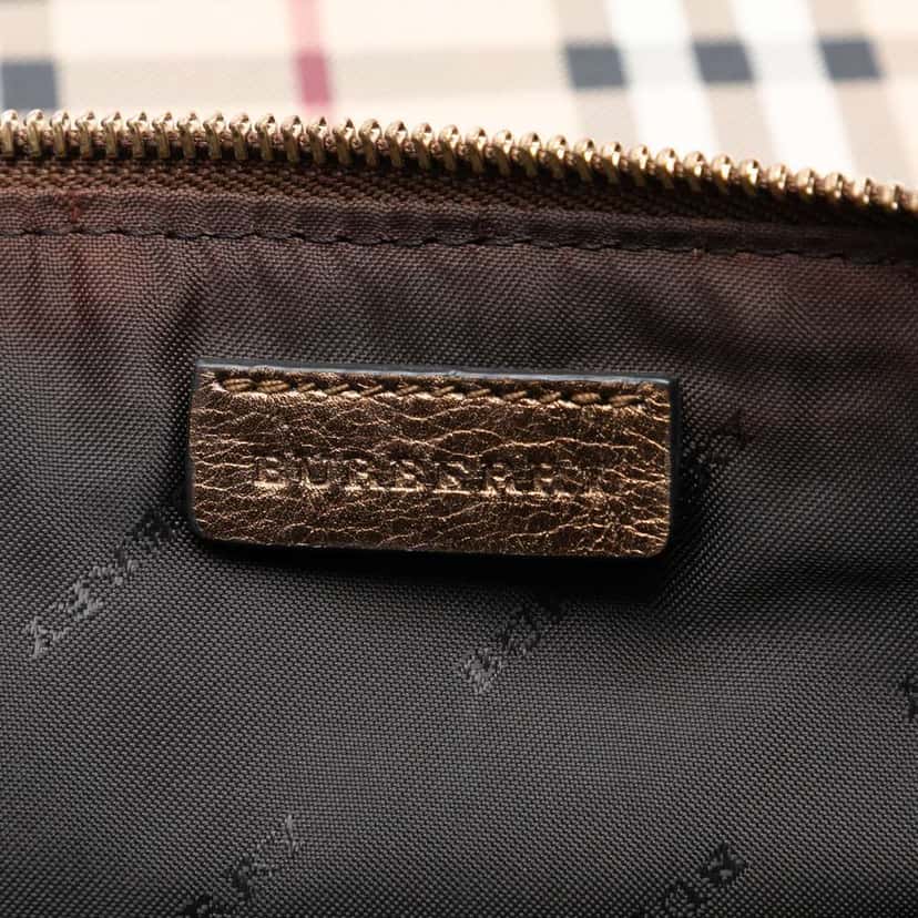 Burberry Haymarket Check Coated Canvas Adeline Fold Over Wristlet Clutch Beige Canvas Very good condition - Box View