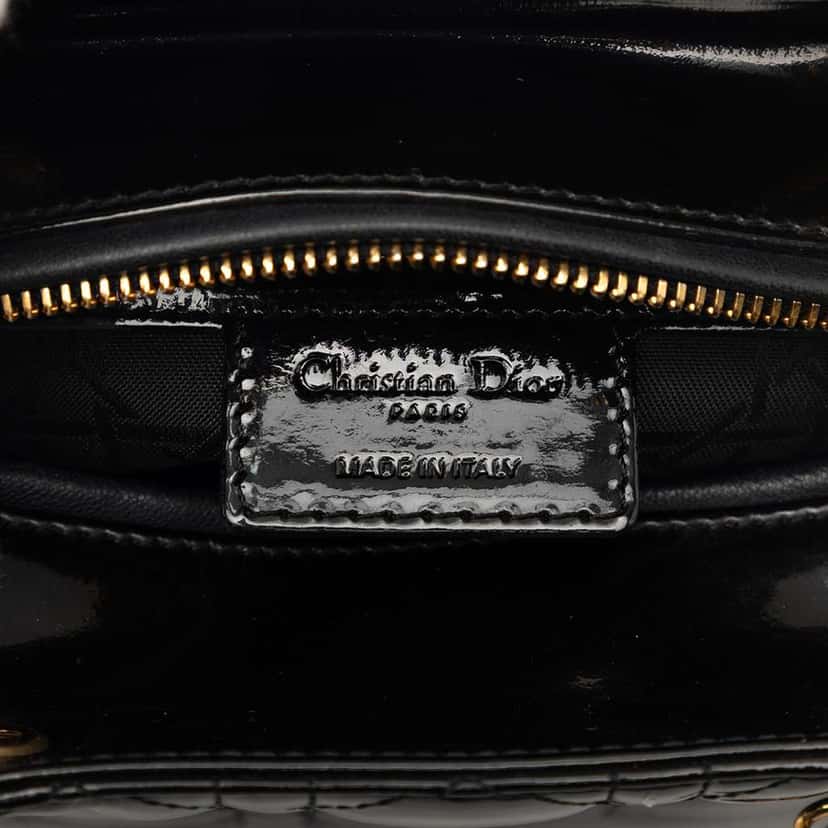 Dior Medium Patent Cannage Lady Dior Black Leather Very good condition - Box View