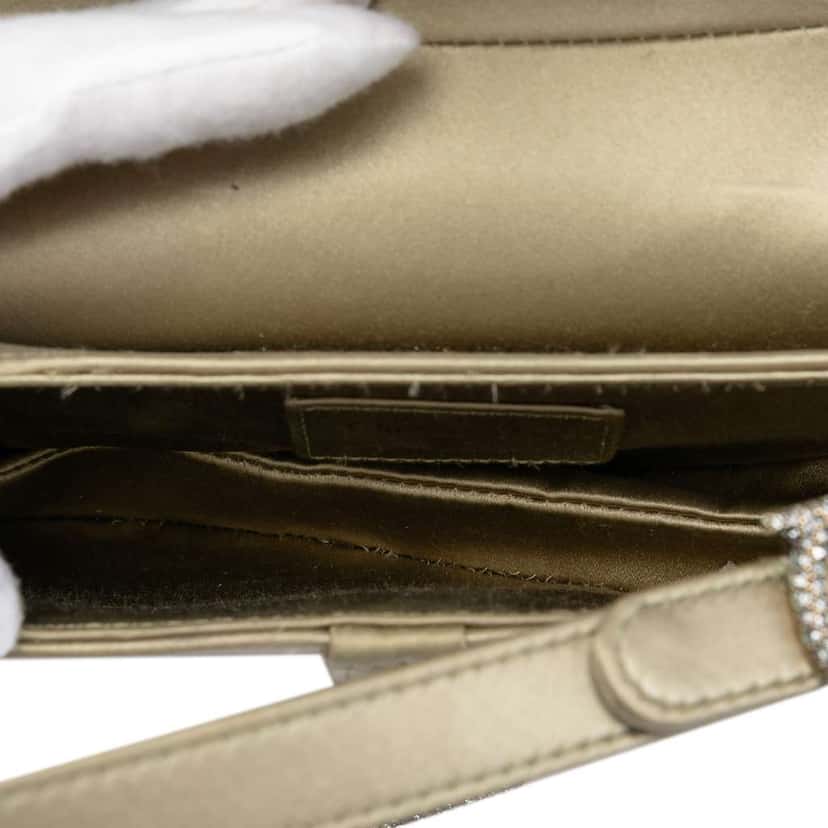 Dior Mini Satin Crystal Embellished Saddle Bag Gold Satin Very good condition - Model View