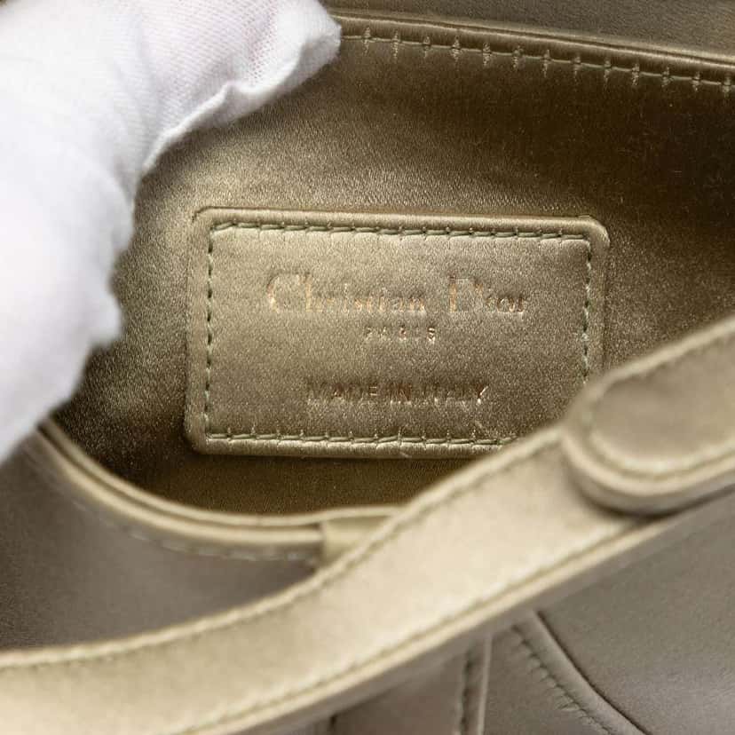 Dior Mini Satin Crystal Embellished Saddle Bag Gold Satin Very good condition - Box View