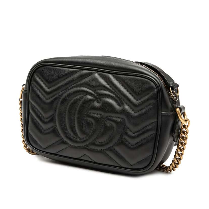 Gucci Mini GG Marmont Matelasse Leather Crossbody Black Leather Very good condition - Back View
