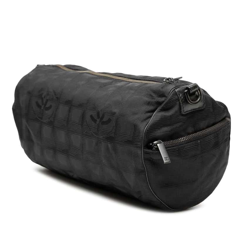 Chanel New Travel Line Nylon Barrel Shoulder Bag Blue Very good condition - Back View