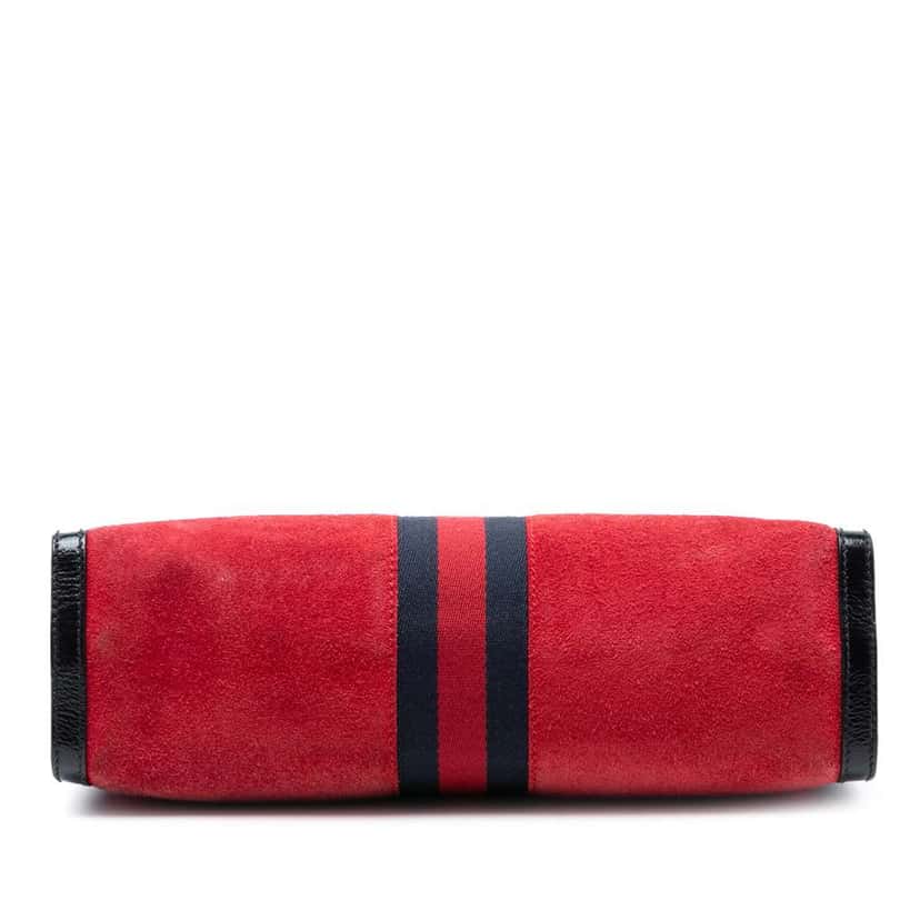 Gucci Medium Suede Web Ophidia Chain Shoulder Bag Red Leather Very good condition - Inside View