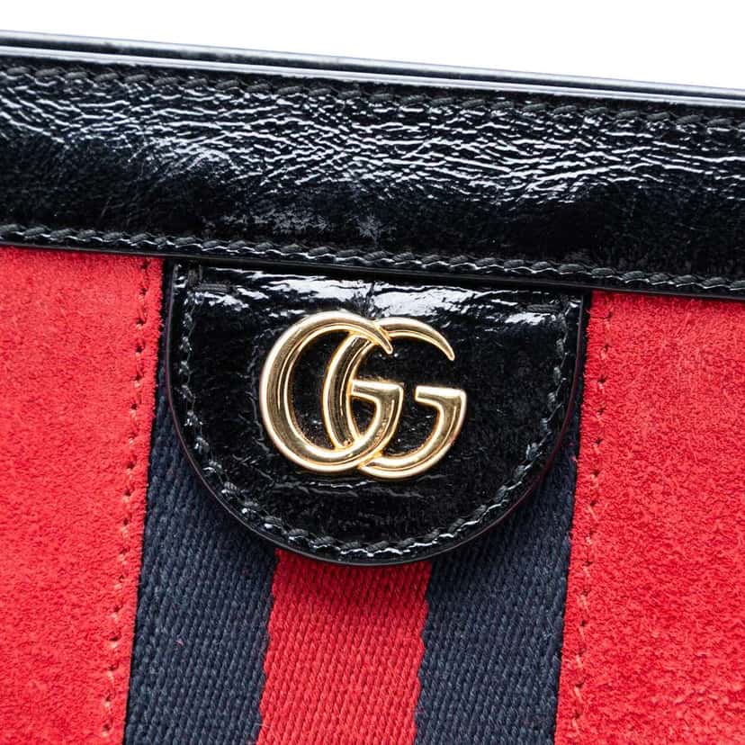 Gucci Medium Suede Web Ophidia Chain Shoulder Bag Red Leather Very good condition - Box View