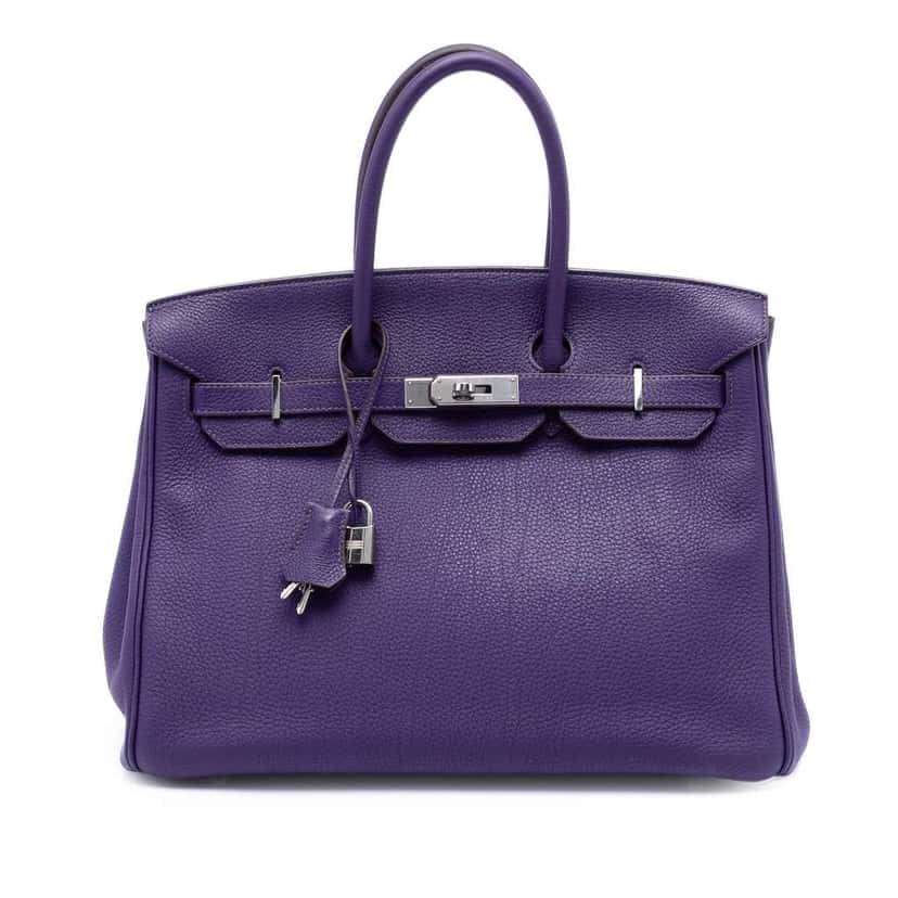 Hermès Togo Birkin Retourne 35 Purple Leather Very good condition - Front View
