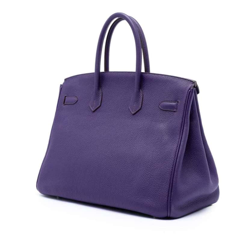 Hermès Togo Birkin Retourne 35 Purple Leather Very good condition - Back View