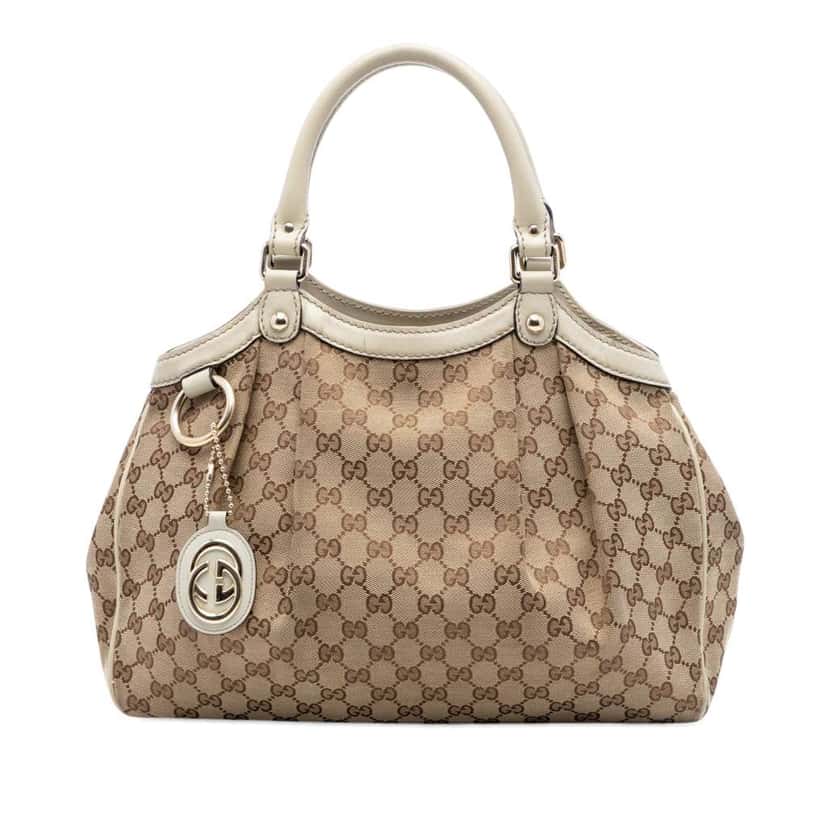 Gucci Medium GG Canvas Sukey Tote Beige Canvas Very good condition - Front View