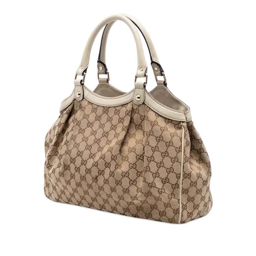 Gucci Medium GG Canvas Sukey Tote Beige Canvas Very good condition - Back View