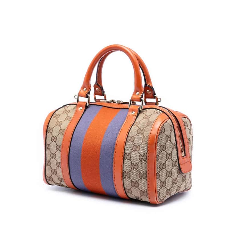 Gucci Small GG Canvas Web Joy Boston Bag Beige Canvas Very good condition - Back View