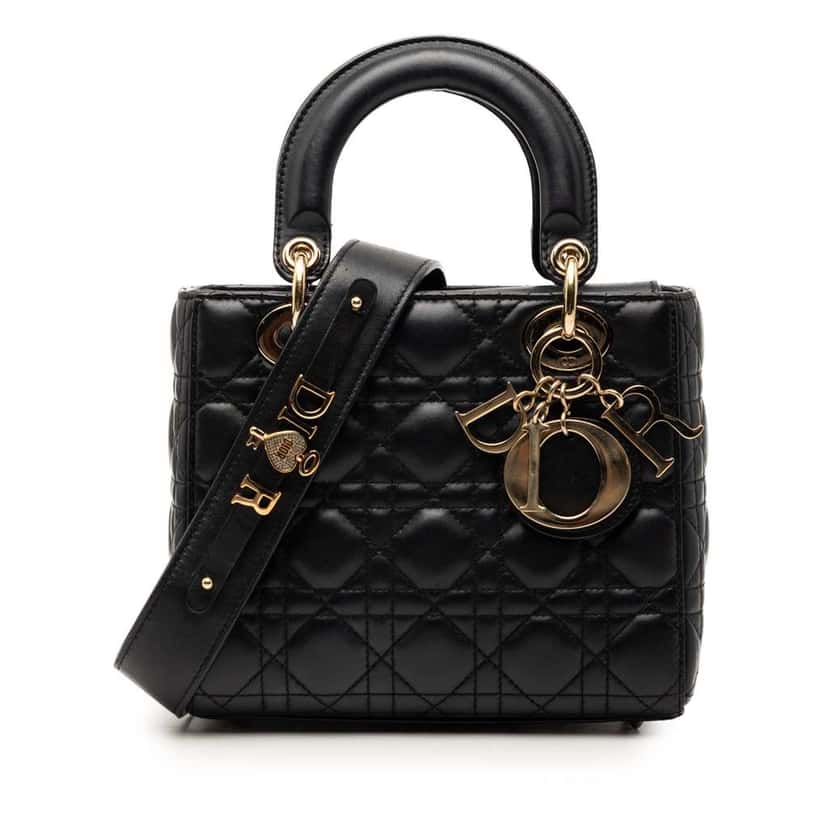 Dior Small Lambskin Cannage My ABCDior Lady Dior Black Leather Very good condition - Front View
