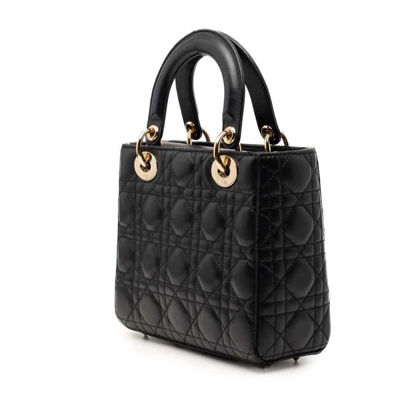 Dior Small Lambskin Cannage My ABCDior Lady Dior Black Leather Very good condition - Back View