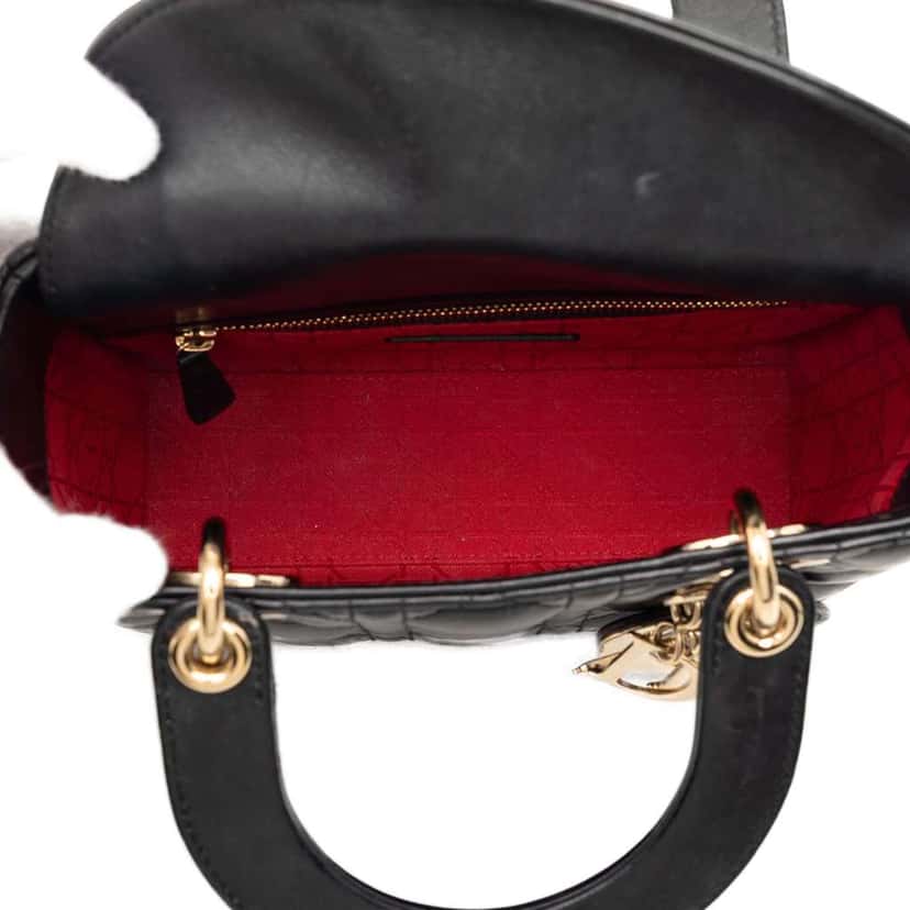 Dior Small Lambskin Cannage My ABCDior Lady Dior Black Leather Very good condition - Model View