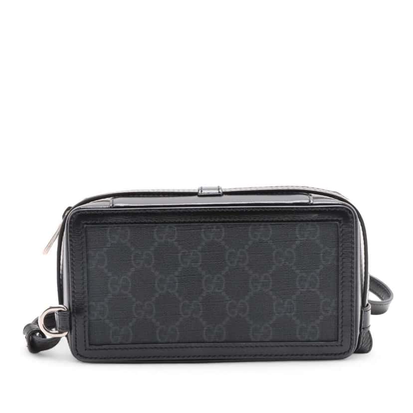 Gucci GG Supreme Interlocking G Crossbody Black Canvas Very good condition - Back View