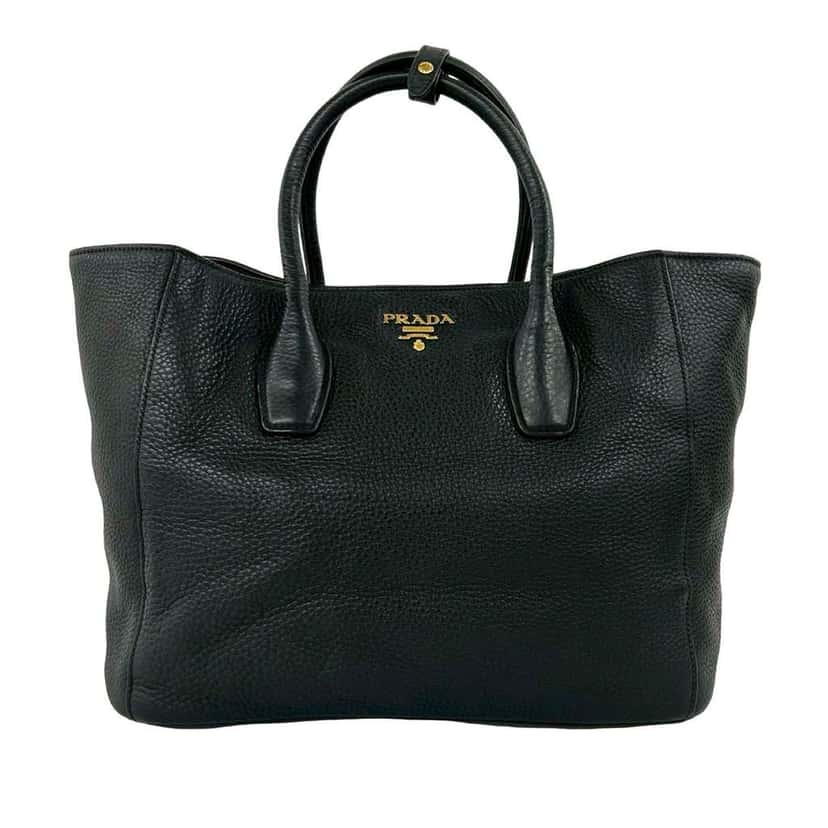 Prada Vitello Daino Open Convertible Tote Black Leather Very good condition - Front View