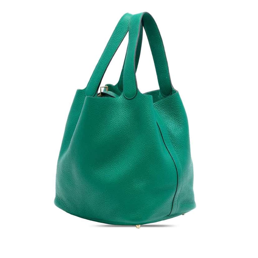 Hermès Clemence Picotin Lock 26 Green Leather Very good condition - Back View