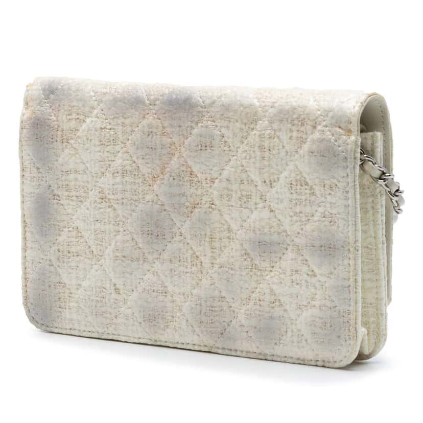 Chanel CC Coated Tweed Wallet On Chain Brown Canvas Very good condition - Back View