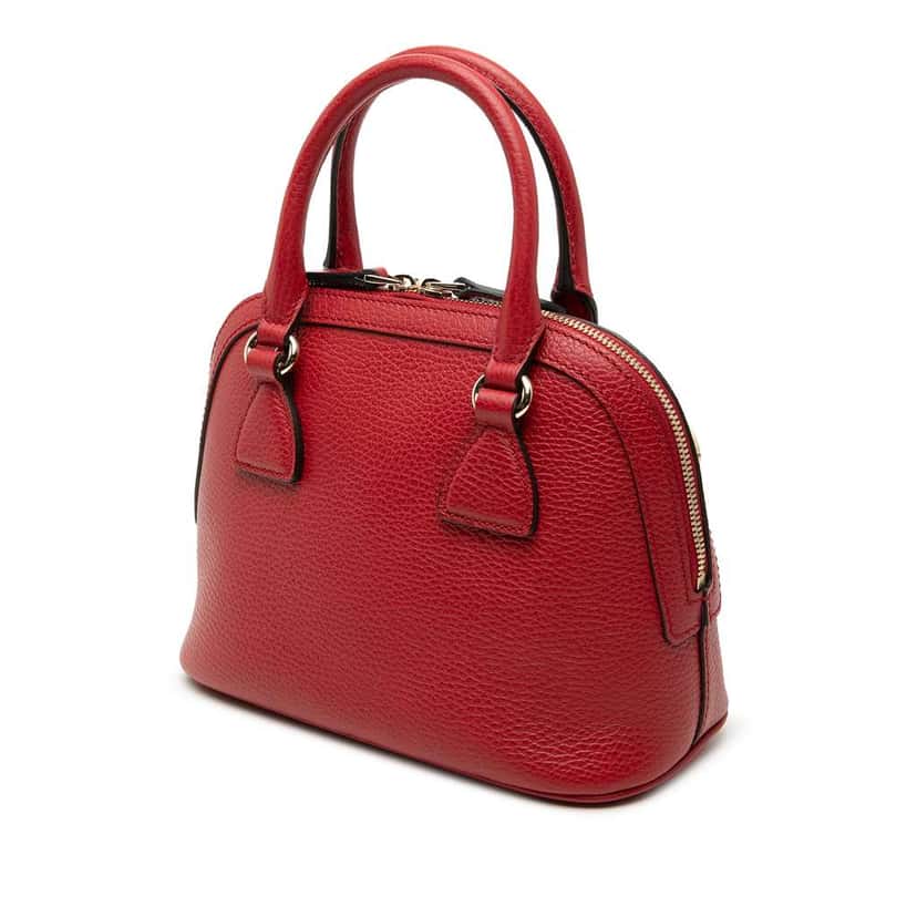 Gucci Mini Leather GG Charm Dome Satchel Red Leather Very good condition - Back View