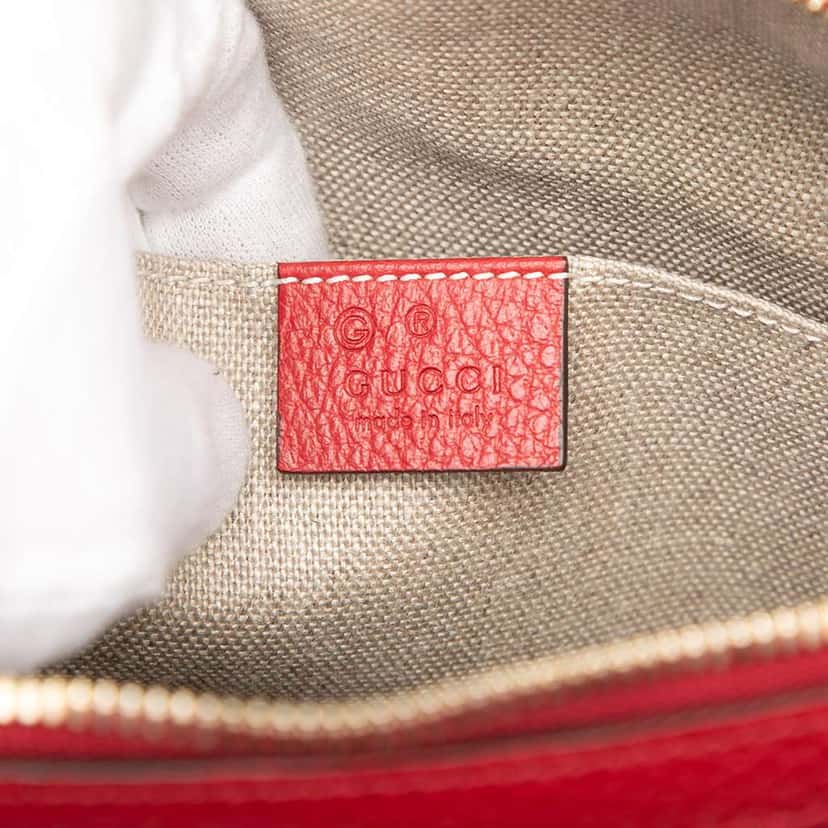 Gucci Mini Leather GG Charm Dome Satchel Red Leather Very good condition - Box View