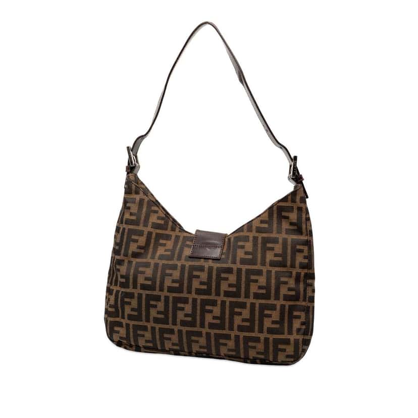 Fendi Zucca Canvas Shoulder Bag Brown Canvas Very good condition - Back View