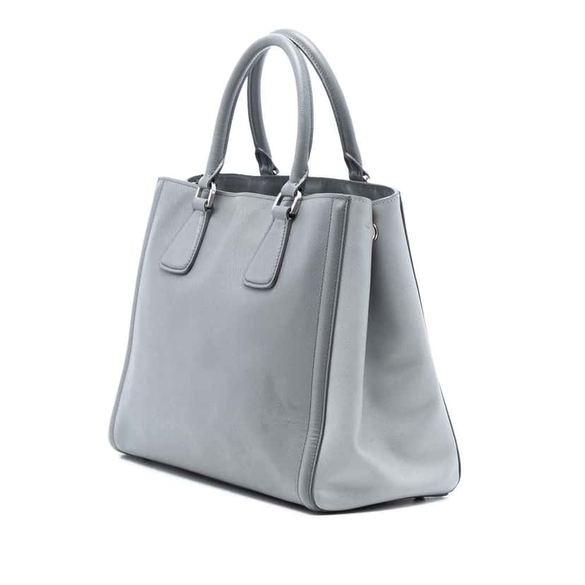 Prada Medium Bicolor Saffiano Lux Galleria Satchel Grey Leather Very good condition - Back View
