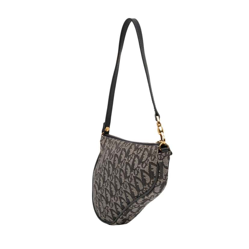 Dior Mini Diorissimo Canvas Saddle Pochette Blue Canvas Very good condition - Back View